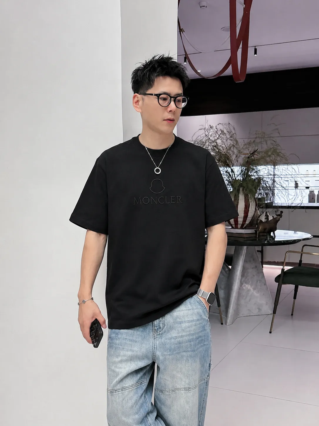 moncle～ logo 《 》7a tee ， Same Style ， : Black White Coffee Brown Size：S（90-130 ） M（125-150 ） L（135-165 ） XL（160-190 ） XXL（185-220 ）